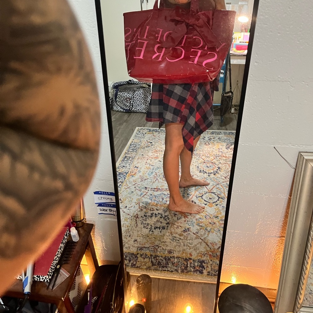 Victoria secret paten leather red over night bag